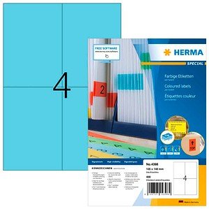 400 HERMA Etiketten 4398 blau 105,0 x 148,0 mm