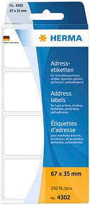 250 HERMA Adressetiketten 4302 weiß 67,0 x 35,0 mm