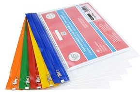 RAPESCO® Reißverschlussbeutel Zippi Bags transparent/blau, orange, grün, rot, gelb, 5 St.