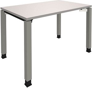 fm Sidney Schreibtisch lichtgrau rechteckig, 4-Fuß-Gestell silber 120,0 x 80,0 cm
