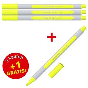 3 + 1 GRATIS: Schneider Shine-Up Textmarker gelb, 3 St. + GRATIS 1 St.