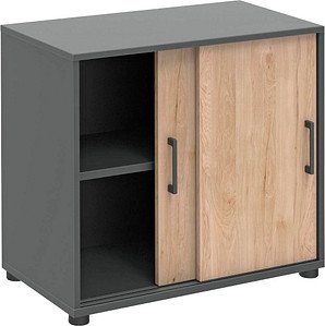 röhr Schiebetürenschrank direct.office, 859H231000 hickory 1 Fachboden 80,4 x 42,5 x 74,0 cm