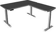 Thumbnail - Kerkmann Move 3 Premium elektrisch höhenverstellbarer Schreibtisch anthrazit L-Form, T-Fuß-Gestell silber 160,0 x 180,0 ...