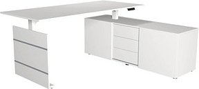 Thumbnail - Kerkmann Move 3 elektrisch höhenverstellbarer Schreibtisch weiß rechteckig, Wangen-Gestell weiß 180,0 x 80,0 cm