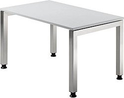 HAMMERBACHER Prokura höhenverstellbarer Schreibtisch lichtgrau rechteckig, 4-Fuß-Gestell silber 120,0 x 80,0 cm