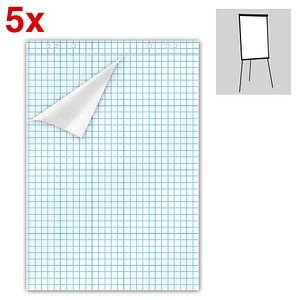 Thumbnail - Flipchart-Papier kariert 67,5 x 98,0 cm, 20 Blatt, 5 Blöcke
