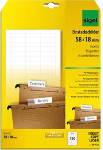 Thumbnail - SIGEL Beschriftungsschilder für Hängeregister weiß, 180 St.