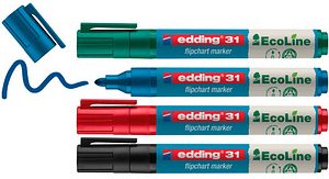 edding 31 Ecoline Flipchart-Marker farbsortiert 1,5 - 3,0 mm, 4 St.