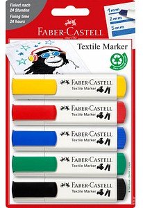 FABER-CASTELL Standard Textilmarker farbsortiert 1,0 - 5,0 mm, 5 St.