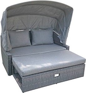 Garden Pleasure Loungesofa CARLO hellgrau, dunkelgrau Kunststoff, Metall, 6-teilig