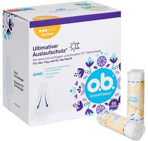 o.b. Tampons ExtraProtect Normal für mittlere/stärkere Periode, 56 St.