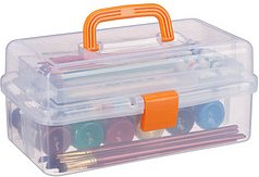 relaxdays Aufbewahrungsbox transparent, orange 33,0 x 39,0 x 17,0 cm, 1 St.