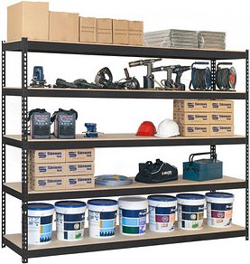 Thumbnail - Simonrack Schwerlast-Weitspannregal SIMONFORTE CHIPBOARD 8425437102820 anthrazit 180,0 x 60,0 x 200,0 cm