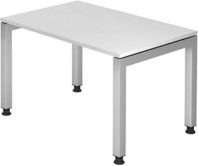 HAMMERBACHER Prokura höhenverstellbarer Schreibtisch weiß rechteckig, 4-Fuß-Gestell silber 120,0 x 80,0 cm