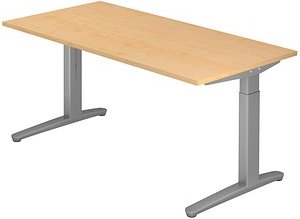 HAMMERBACHER VXB16 höhenverstellbarer Schreibtisch ahorn rechteckig, C-Fuß-Gestell silber 160,0 x 80,0 cm