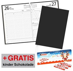 AKTION: ZETTLER KALENDER Buchkalender Tagesplaner 2026 schwarz, 1 St. + GRATIS kinder Schokolade 12 St. 150,0g