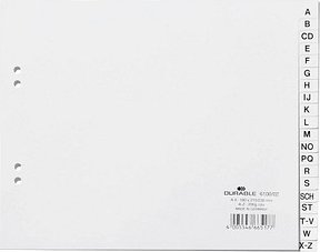 DURABLE Ordnerregister DIN A4 Halbformat A-Z weiß 20-teilig, 1 Satz