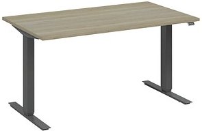 Thumbnail - fm Move elektrisch höhenverstellbarer Schreibtisch eiche, anthrazit metallic rechteckig, T-Fuß-Gestell grau 140,0 x 80,0...