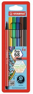 STABILO pen 68 Filzstifte farbsortiert, 6 St.