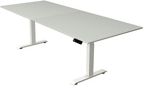 Thumbnail - Kerkmann Move 4 elektrisch höhenverstellbarer Schreibtisch lichtgrau rechteckig, T-Fuß-Gestell weiß 250,0 x 100,0 cm