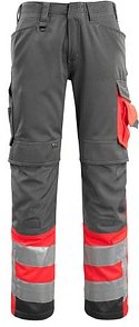 Thumbnail - MASCOT® unisex Warnschutzhose Leeds dunkelanthrazit, rot Größe 114