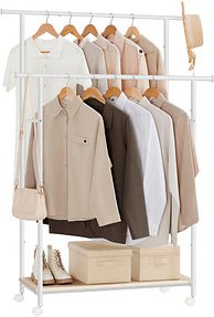 SONGMICS Rollgarderobe weiß Metall 98,5 x 156,8 cm