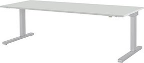 Thumbnail - mauser varitos.c elektrisch höhenverstellbarer Schreibtisch lichtgrau, alu rechteckig, C-Fuß-Gestell alu 200,0 x 80,0 cm