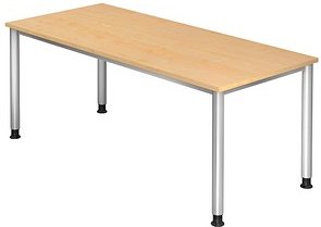 HAMMERBACHER Orbis höhenverstellbarer Schreibtisch ahorn rechteckig, 4-Fuß-Gestell silber 180,0 x 80,0 cm