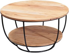 WOHNLING Couchtisch Massivholz akazie 60,0 x 60,0 x 34,0 cm