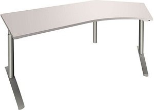Thumbnail - fm fastline Schreibtisch lichtgrau Bogenform, C-Fuß-Gestell silber 220,0 x 80,0 cm