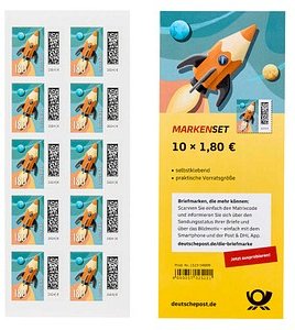 Deutsche Post 1,80 € Briefmarken "Raketenpost" selbstklebend, 10 St.