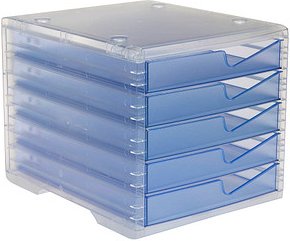 Thumbnail - styro Schubladenbox styroswingbox light cornflower 275-8430.26224, DIN A4 mit 5 Schubladen