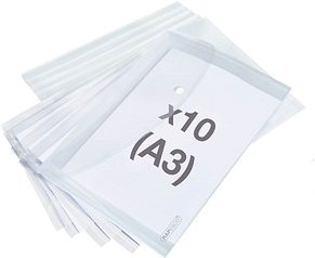 10 RAPESCO® Dokumententaschen DIN A3 transparent klar