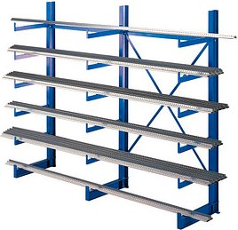 Thumbnail - SCHULTE Kragarmregal K1000 14485 enzianblau 250,0 x 50,0 x 200,0 cm