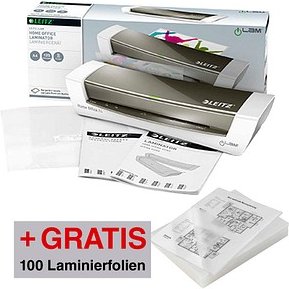 AKTION: LEITZ iLAM Home Office A4 Laminiergerät-Set bis DIN A4 + GRATIS 100 Laminierfolien, 80 micron, DIN A4