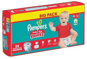 Pampers® Windeln baby-dry™ BIG PACK Größe Gr.4 (9-15 kg) für Babys und Kleinkinder, 56 St.