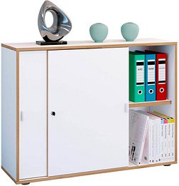 VCM my office Schiebetürenschrank Salia, 920734 honig-eiche, weiß 1 Fachboden 100,0 x 37,4 x 74,0 cm