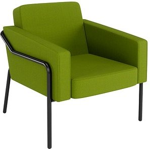 meet by Paperflow Sessel MEDSO, Polypropylen/Stahl, Sitzhöhe 41 cm, mit Armlehnen und Seitenpolster, grün/mattschwarz