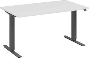 Thumbnail - fm Move elektrisch höhenverstellbarer Schreibtisch weiß, anthrazit metallic rechteckig, T-Fuß-Gestell grau 140,0 x 80,0 ...