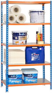 Thumbnail - Simonrack Schwerlastregal KIT SIMONCLICK PLUS 5/500 457100024201055 orange, blau, verzinkt 100,0 x 50,0 x 200,0 cm