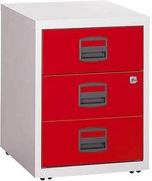 BISLEY Home Rollcontainer lichtgrau, kardinalrot 3 Auszüge 41,3 x 40,0 x 52,8 cm