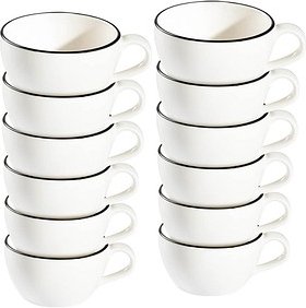 Thumbnail - 12 ID Fine Cappuccinotasse Modest Black Alzar weiß 0,2 l