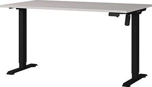GERMANIA Rovigo höhenverstellbarer Schreibtisch kaschmir rechteckig, T-Fuß-Gestell schwarz 140,0 x 80,0 cm