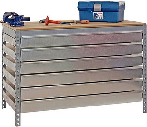 Thumbnail - Simonrack Werkbank SIMONWORK BT5 BOX grau 6 Schubladen 121,0 x 76,0 x 84,2 cm