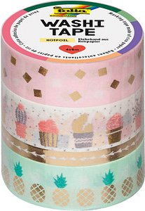 folia Washi Tape HOTFOIL Deko-Klebeband matt 15,0 mm x 5,0 m 4 Rollen