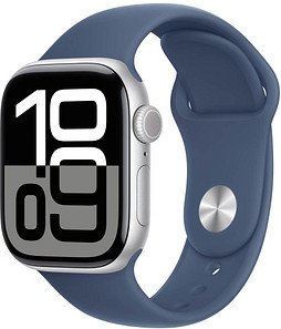 Apple Watch Series 10 42 mm Aluminium (GPS) Sportarmband M/L denim, silber