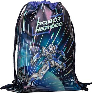 BRUNNEN Turnbeutel ROBOT HEROES Kunstfaser dunkelblau, mint, lila