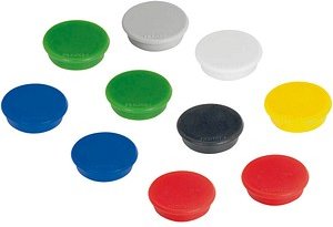 Thumbnail - FRANKEN Haftmagnet Magnete farbsortiert, Kunststoff Ø 2,4 x 0,63 cm, 10 St.