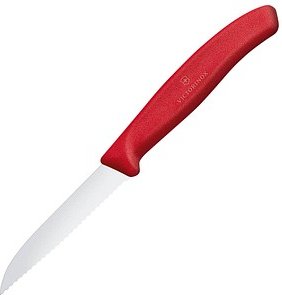 VICTORINOX Kochmesser silber, rot glänzend, poliert, Klinge: 8,0 cm, 1 St.