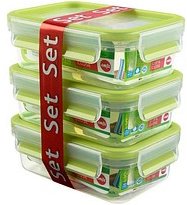 emsa Frischhaltedosen CLIP & CLOSE 5,8 cm hoch transparent 3x 0,55 l, 3 St.